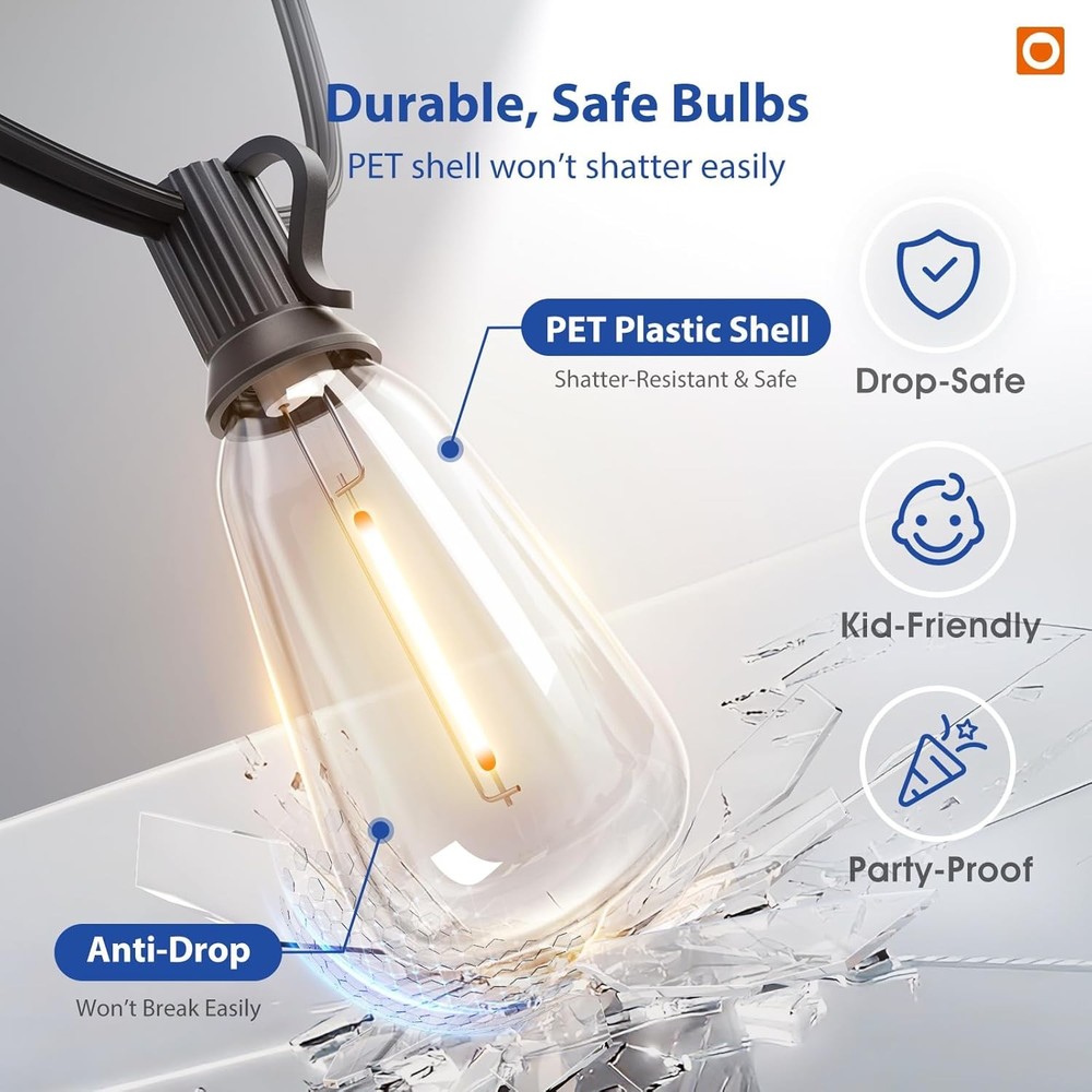 Connectable Outside Hanging Lights for Backyard & Porch – Replaceable
