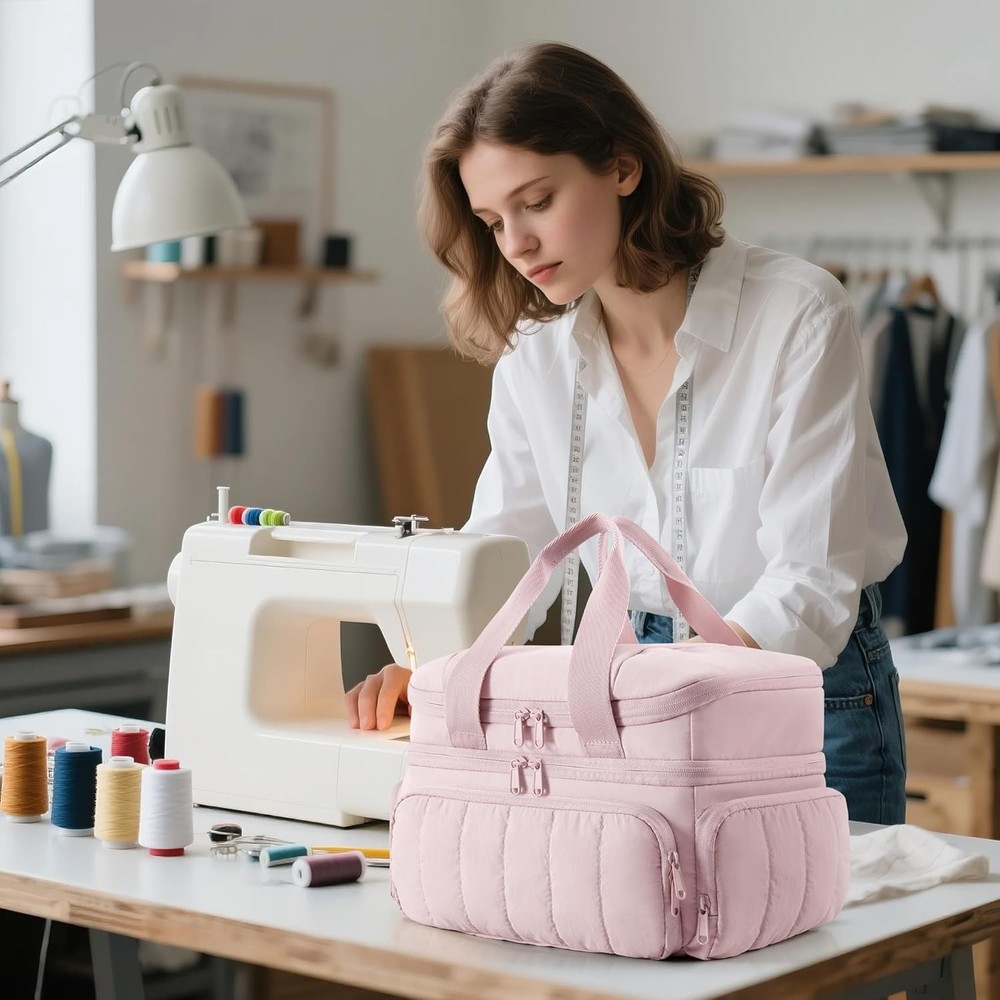 with Multiple Pockets and Detachable Dividers, Storage Box for Threads, Needles