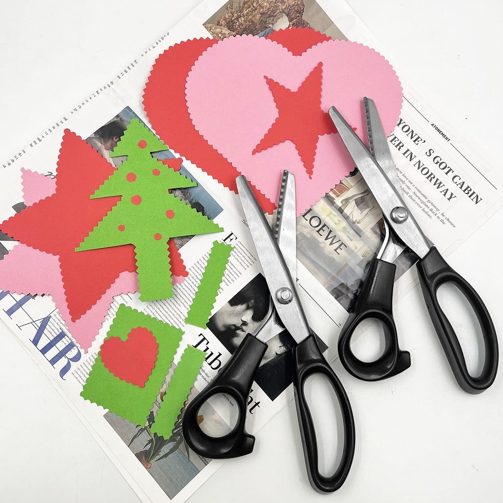2 Models Pinking Shears for Crafting and Paper Cutting, Zig Zag Scissors for ...