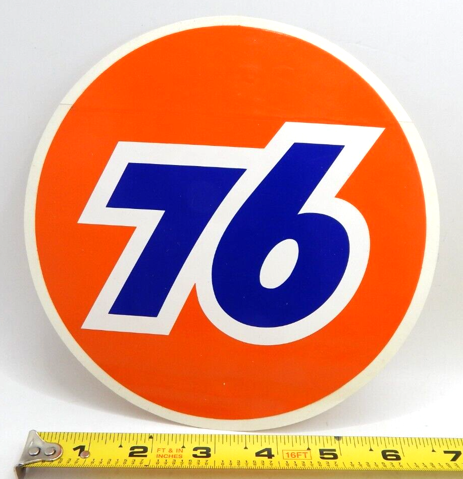Vintage 70's Large Orange Ball Union 76 Decal Racing Sticker 6-1/4" Diameter