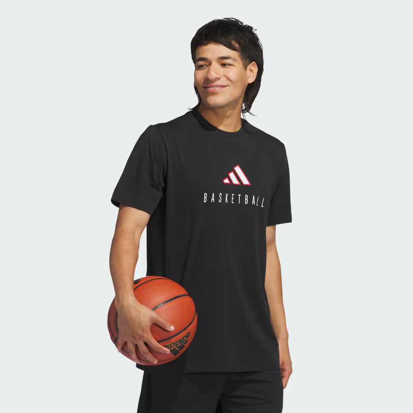 adidas men Worldwide Hoops Logo Performance Graphic Tee