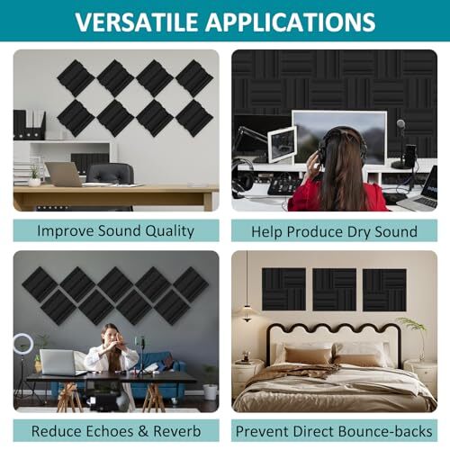 Thick Acoustic Foam Panels in Diffusion Pattern, 12 X 12 2'' Thickness, 8 pcs