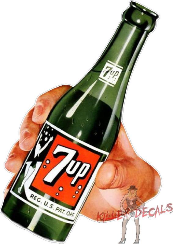(7UP-406) 6" "7UP AND HAND" COCA COLA PEPSI COOLER POP DECAL