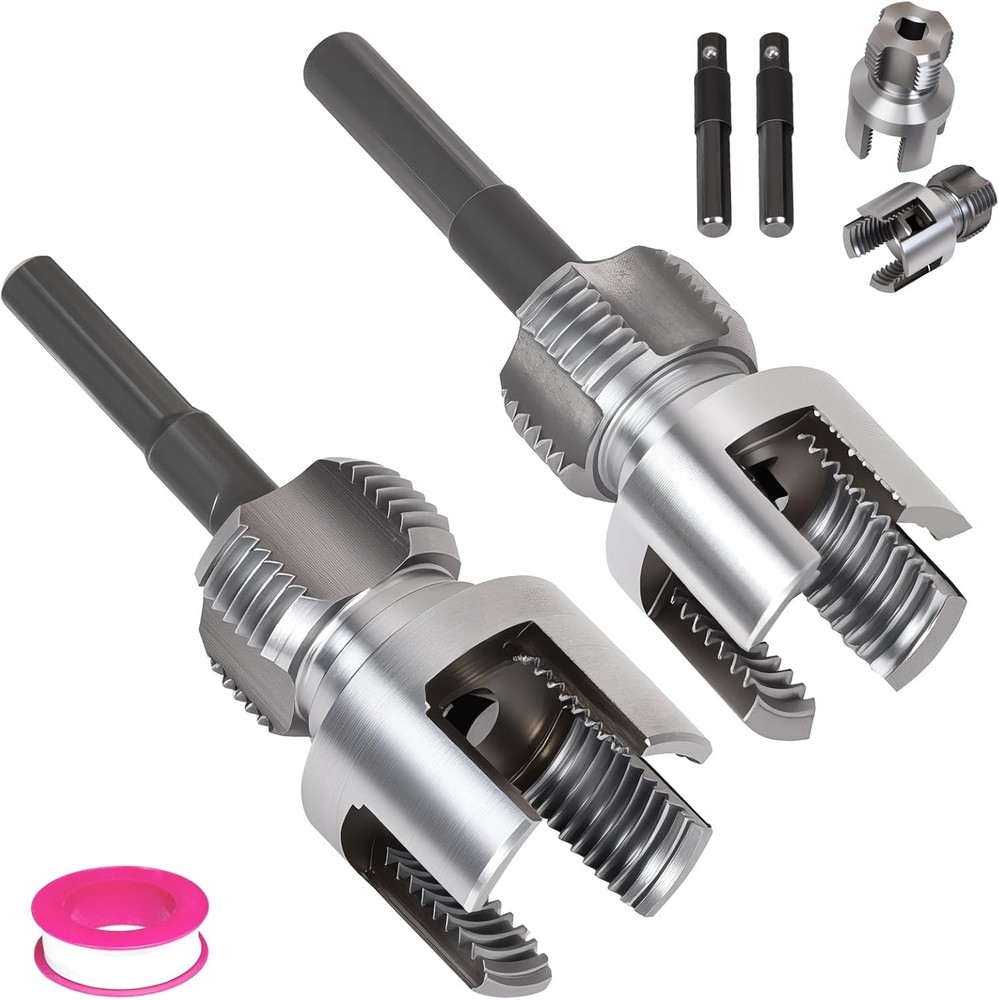 PVC Pipe Threader Kit, 2 Piece Set, 1/2" 3/4" NPT Sizes, Dual-Function Intern