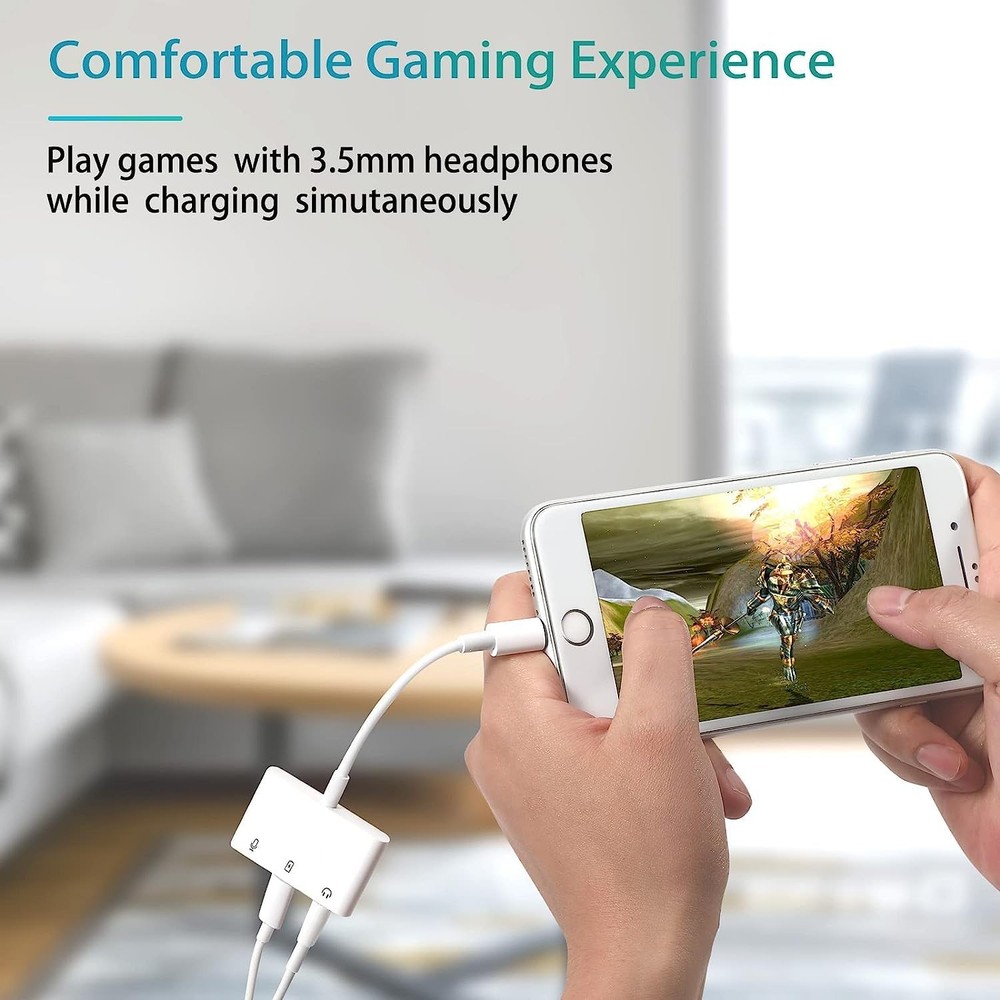 Ceotsak iPhone Microphone Adapter for Live-Streaming, & White