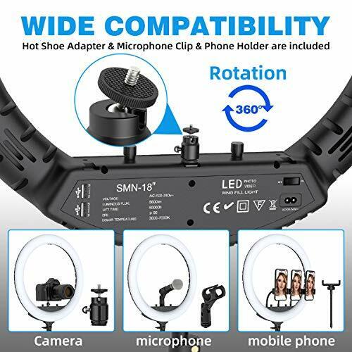 18" Ring Light, Cshidworld Dimmable LED Light Kit with Wireless Remote...