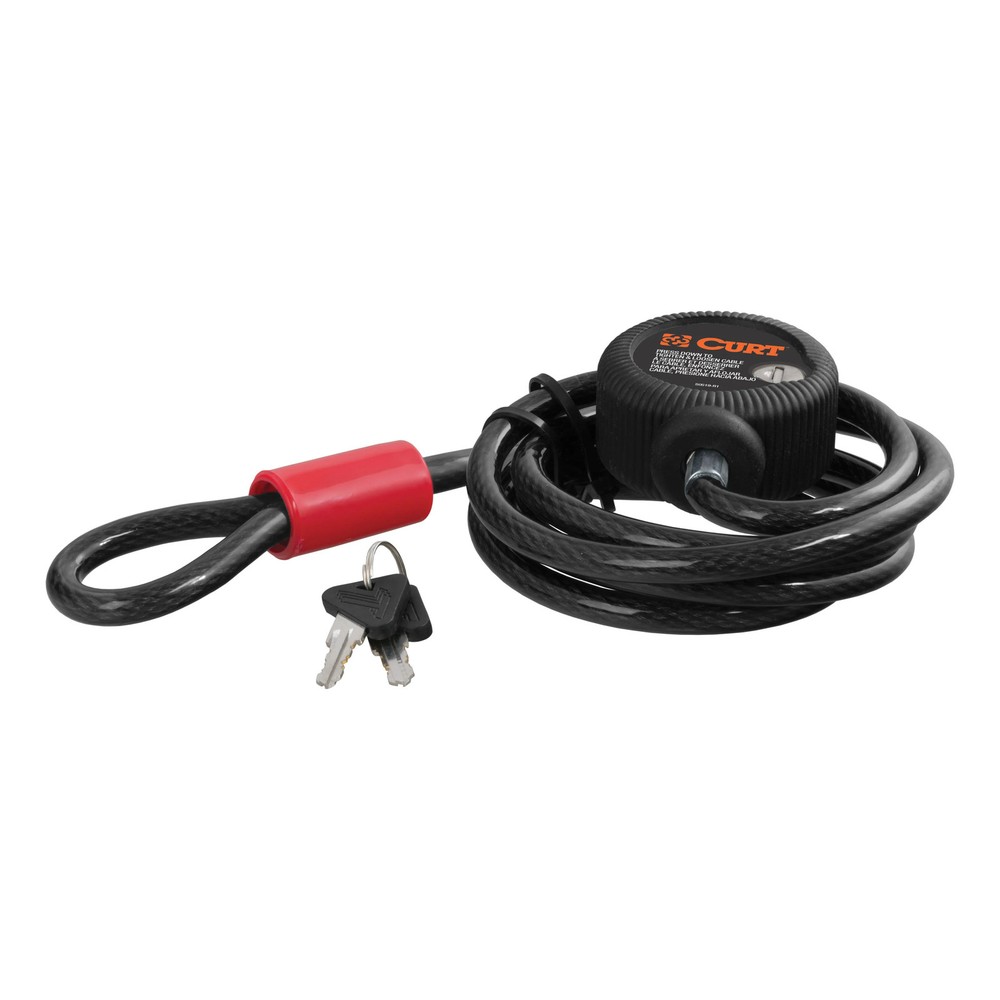 CURT Multi-Use Cable Lock 6ft x 3/8in Cable Vinyl-Coated Braided Steel 23666