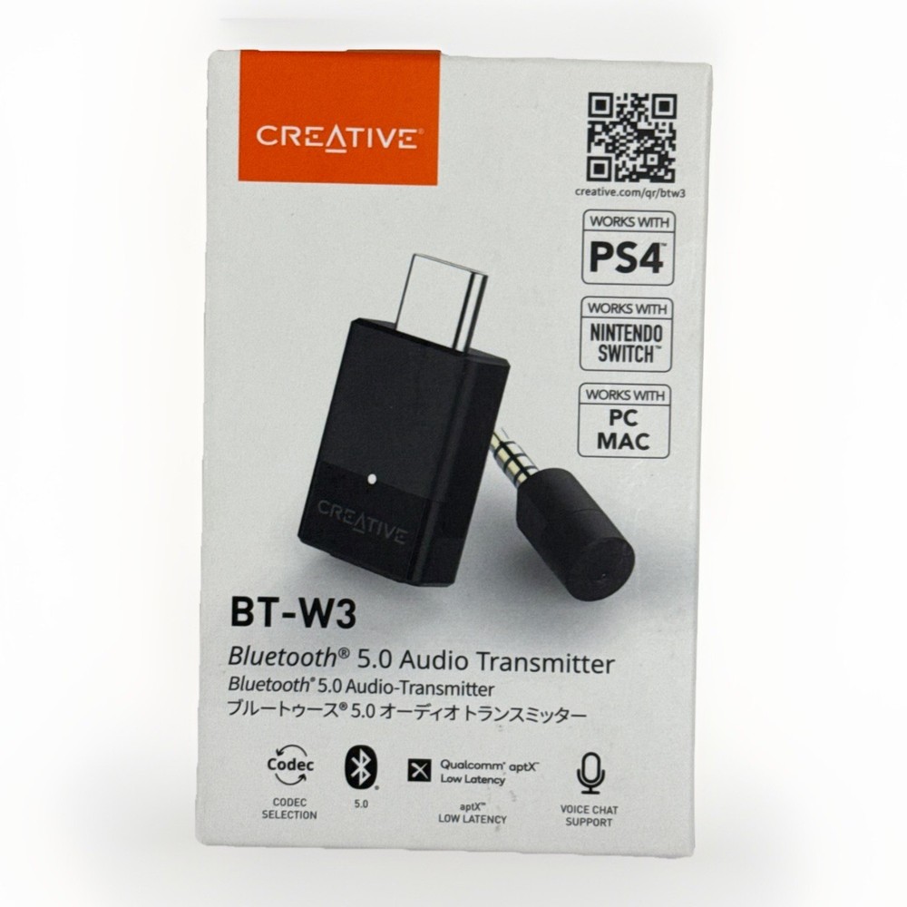 Creative BT‑W3 USB‑C Bluetooth 5.0 Transmitter – aptX LL & HD, Mic, Plug & Play