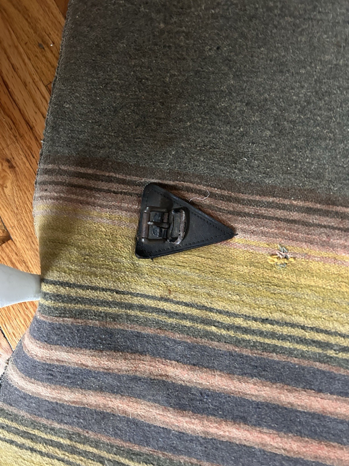 Antique Vintage Wool Horse Blanket Leather Strap Buckle Primitive Equestrian