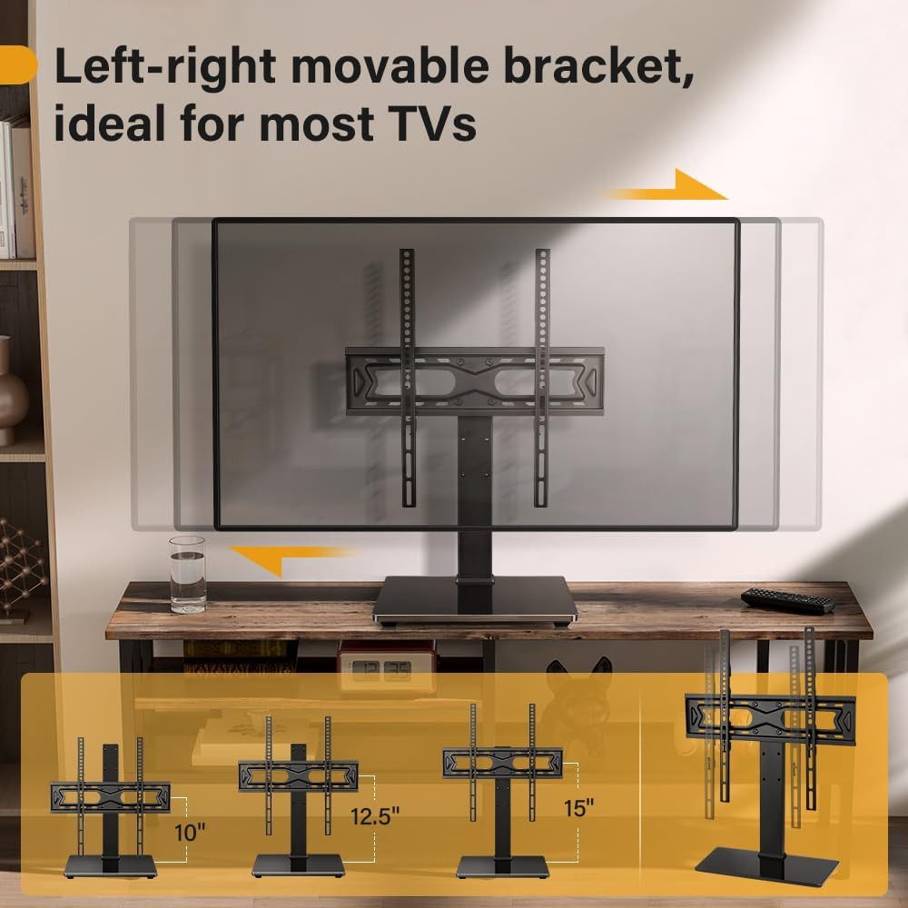 Universal TV Stand for 27-65 Inch LED LCD TV Swivel Table Top TV Stand with 30 D