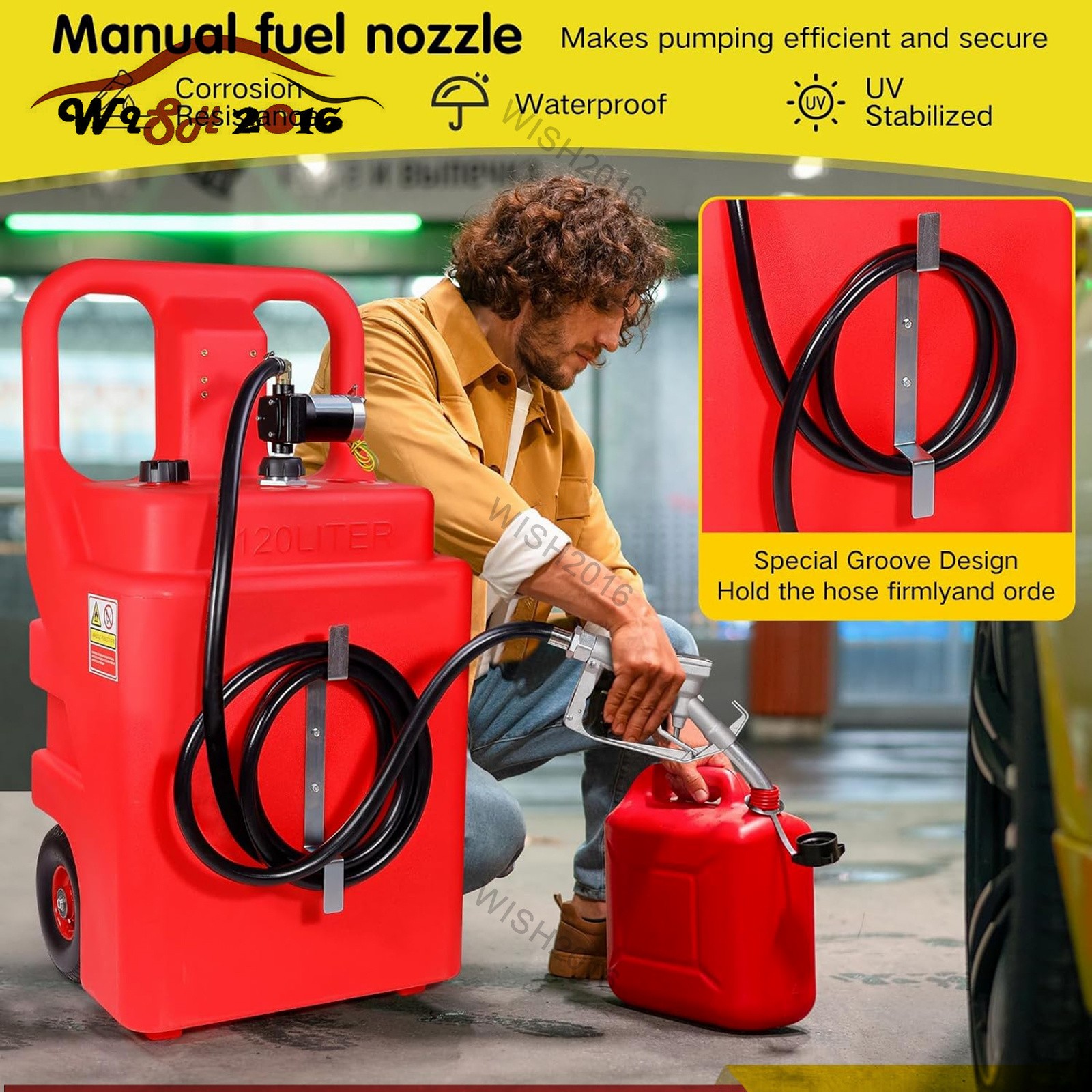 32 Gallon Portable Gasoline Diesel Fuel Tank 12V DC Electric Fuel Transfer Pump