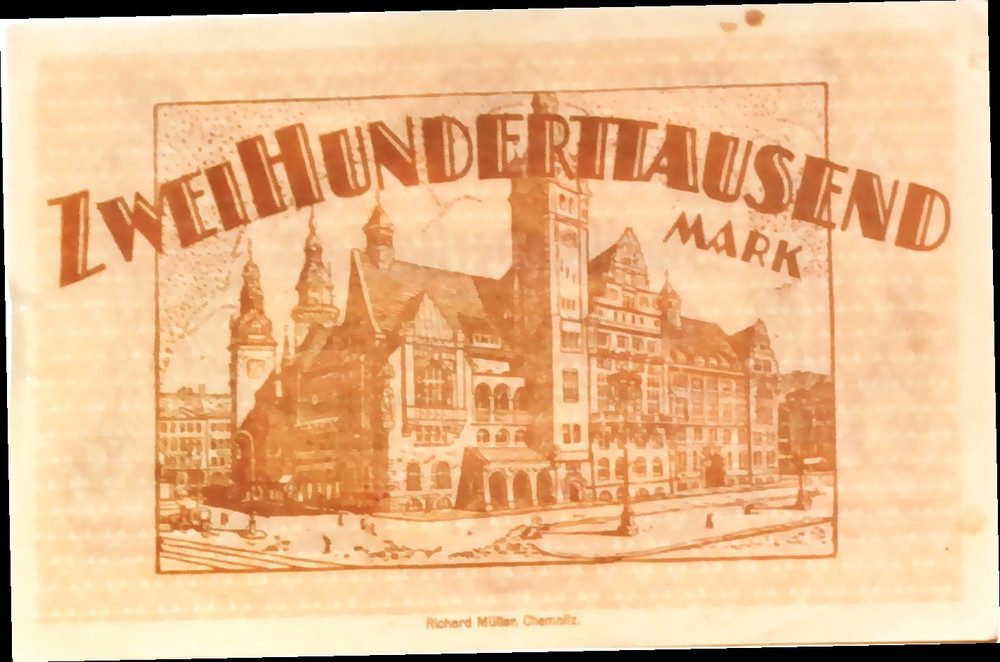 1923 Germany CHEMNITZ 200.000 Mark Banknote