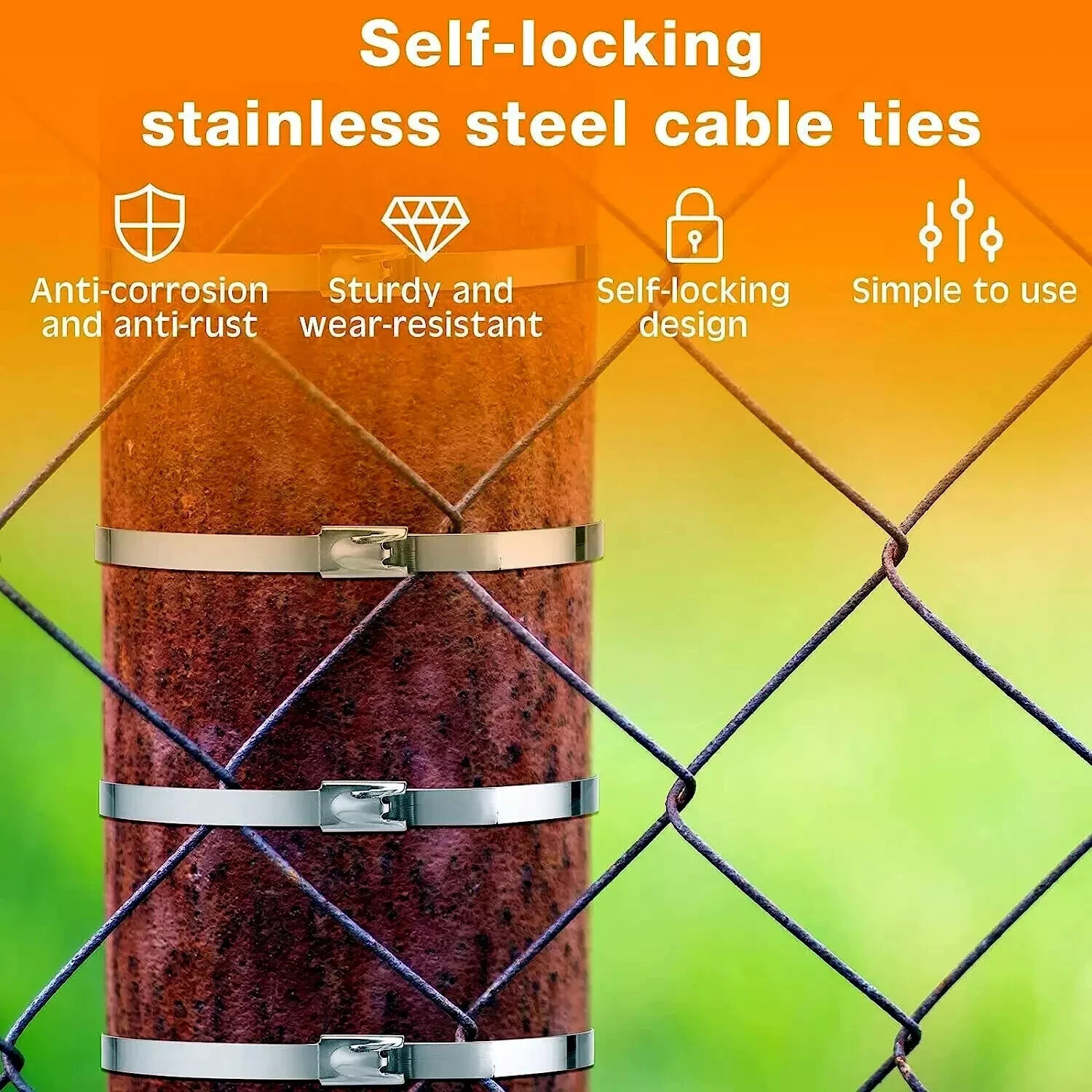 Metal Zip Ties 304 Stainless Steel Heavy Duty Cable 198-400lb 8" 12" 18 24" 36"