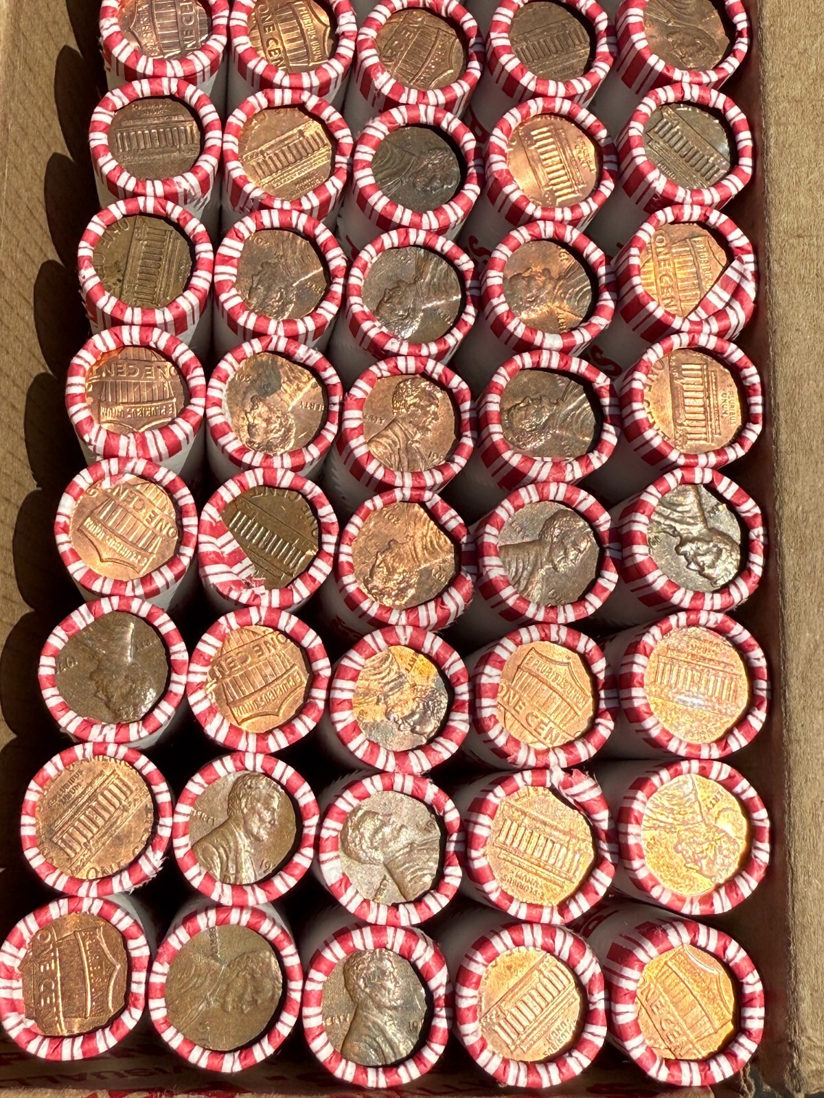 Unsearched Bank Wrapped Roll of 50 Pennies frm New Sealed Box Coin Roll Hunting