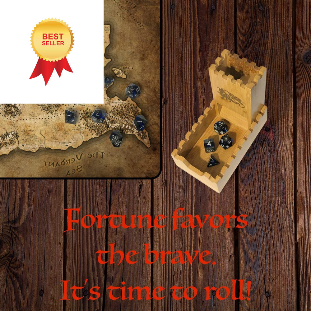 Bamboo Dice Tower | Special Edition Wooden Rolling Case | Perfect for Small