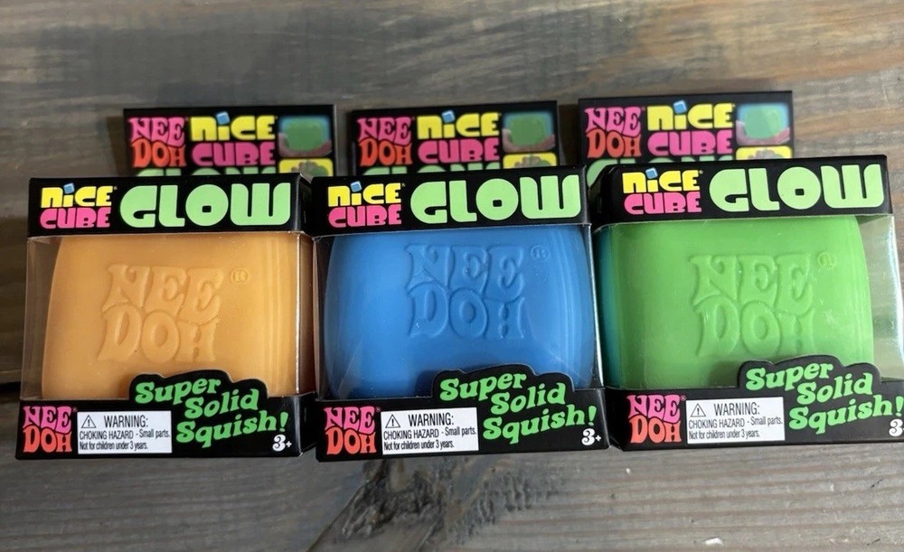 Viral NIB Needoh Nice Cube Glow - Super Solid Squish - Glows in the Dark