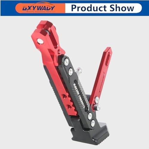 Motorcycle Universal Foot Side Bracket Adjustable Support Kickstand CNC Red