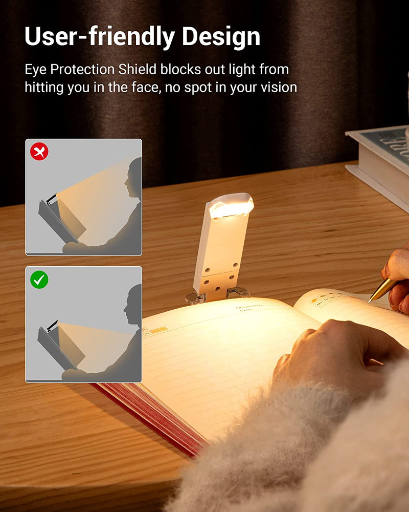 USB Rechargeable Book Light, Warm White, Brightness Adjustable for Eye-Protectio