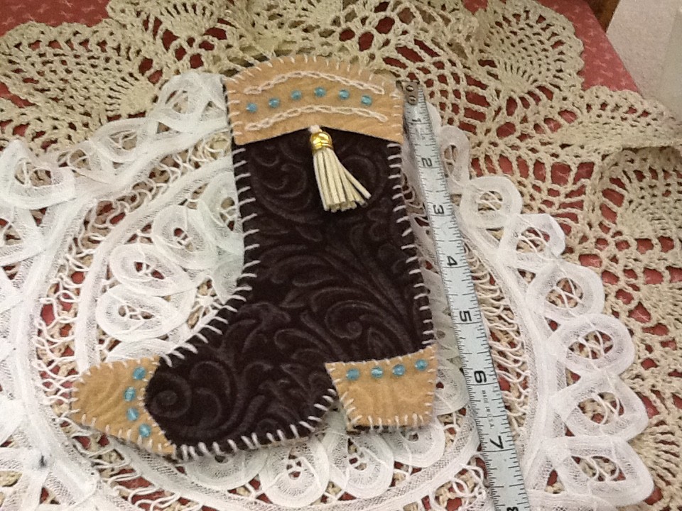 Handmade Needle - Pin Holder - Cowboy Boot -Tassel & Beads  - New