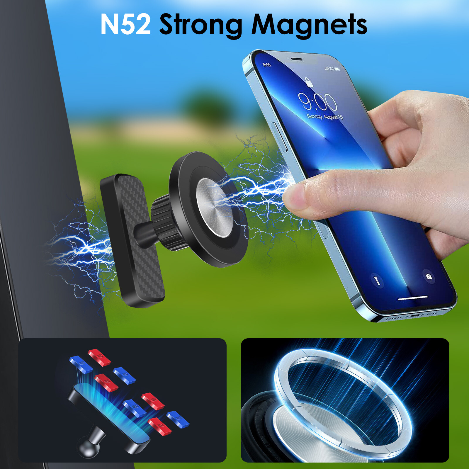 Strong Magnetic Phone Holder for Gym Golf Cart Motorcycle MagSafe Phone Holder
