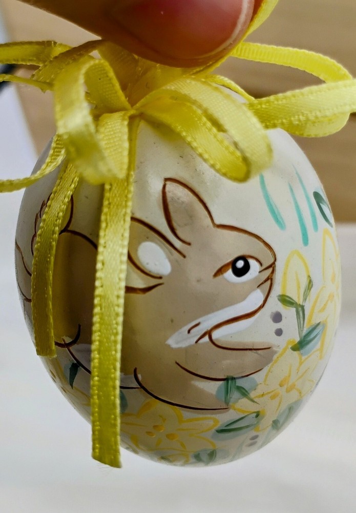 Hen Eggs Hand Painted Easter Shells Chicken, Lamb, Rabbit Ornaments