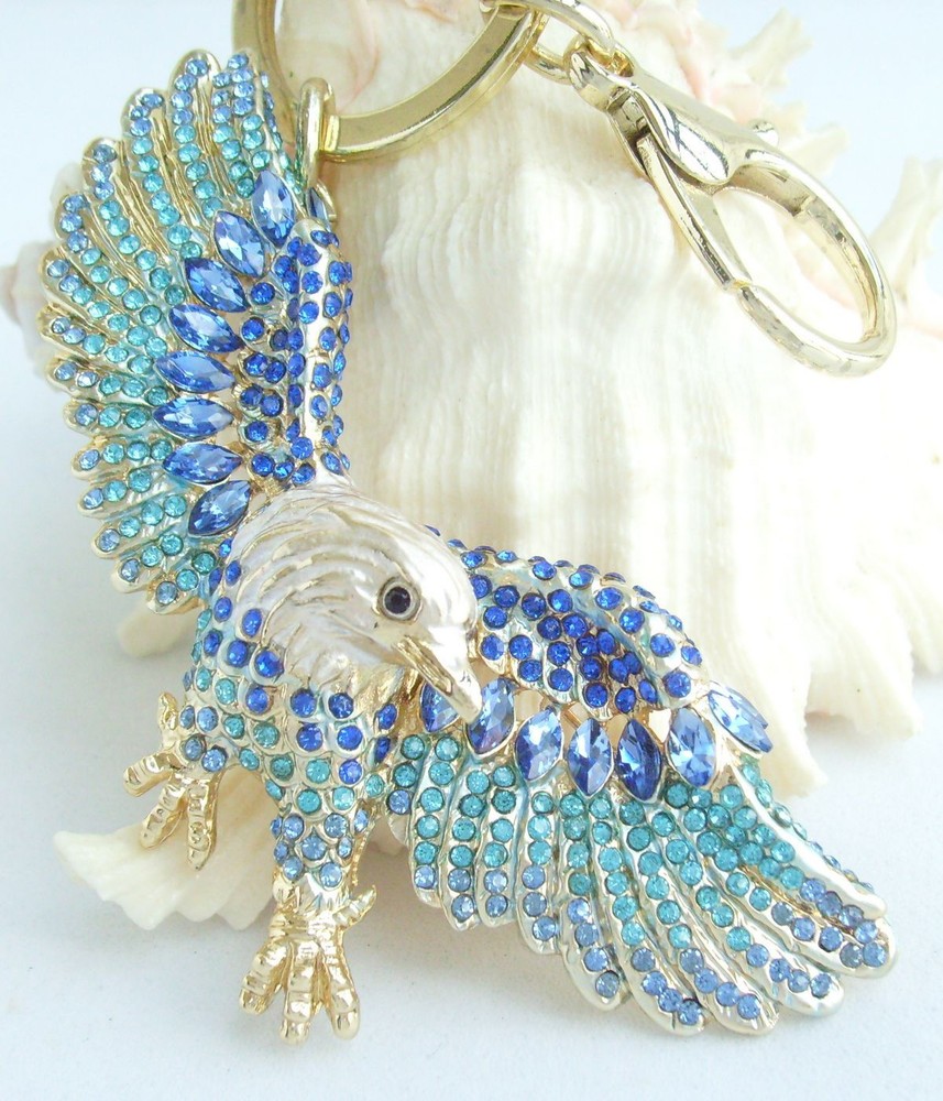 Unique Bird Eagle Keychain Pendant Rhinestone Crystal KP04717