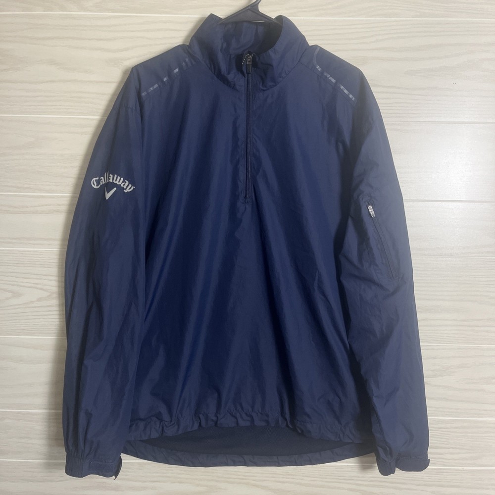 Callaway Golf 1/4 Zip Pullover Navy Blue Large Pockets Elastic Waist Adjustable