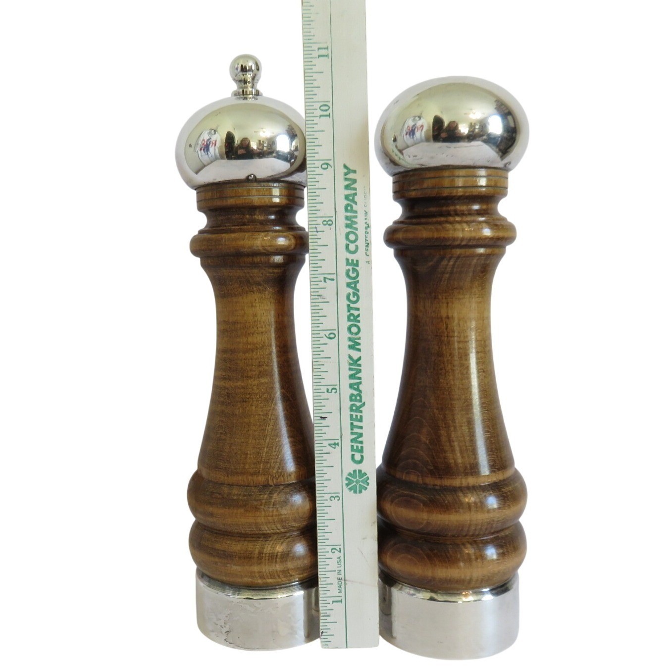 Vintage Borel Tall Sterling Silver Wood Pepper Mill Salt Shaker Set French Maker