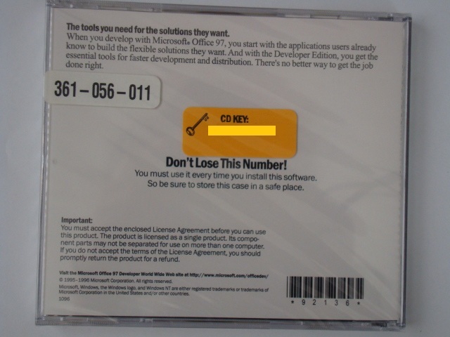 Microsoft Office 97 Developer Edition Tools (sealed retail jewel case)