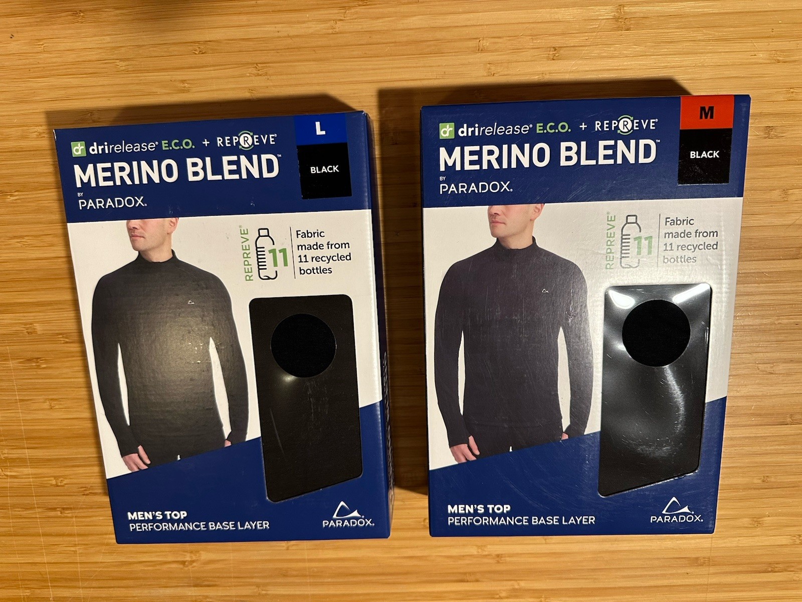 Paradox Men's 1/4 Zip Merino Blend Performance Base Layer Top, Black