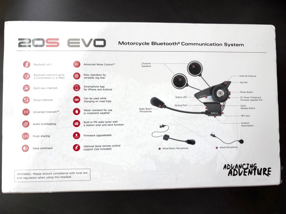 Sena 20S EVO Motorcycle Bluetooth Communication System – Brand New Genuine