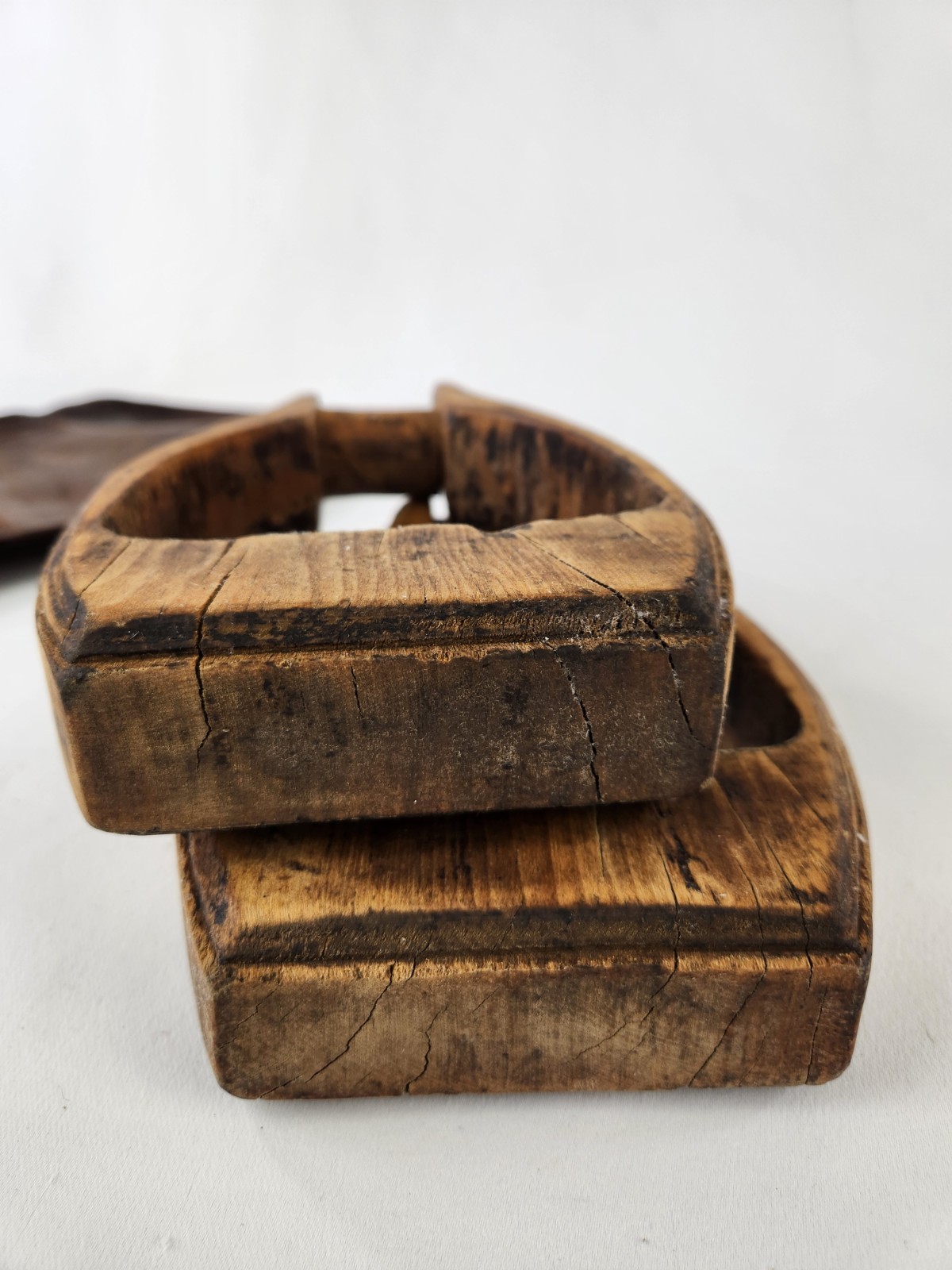 Antique Wooden Stirrups & Leather Tapaderos Boot Cover Hand Carved Horse Saddle