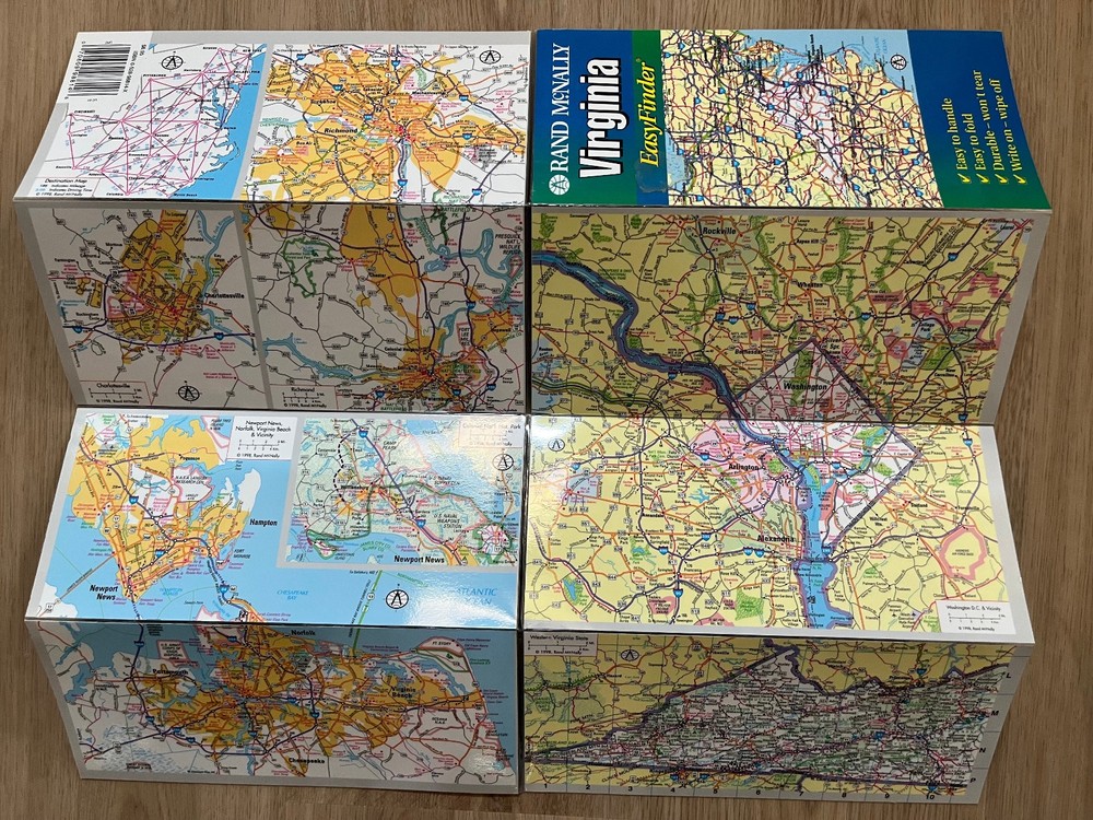 Rand McNally Easy Finder Map Virginia Foldable Packable 1998