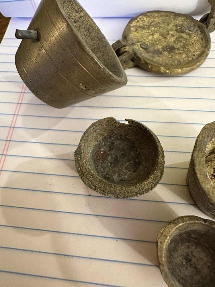 Antique 4 pc Bronze Nesting Apothecary Weights - Marked 8