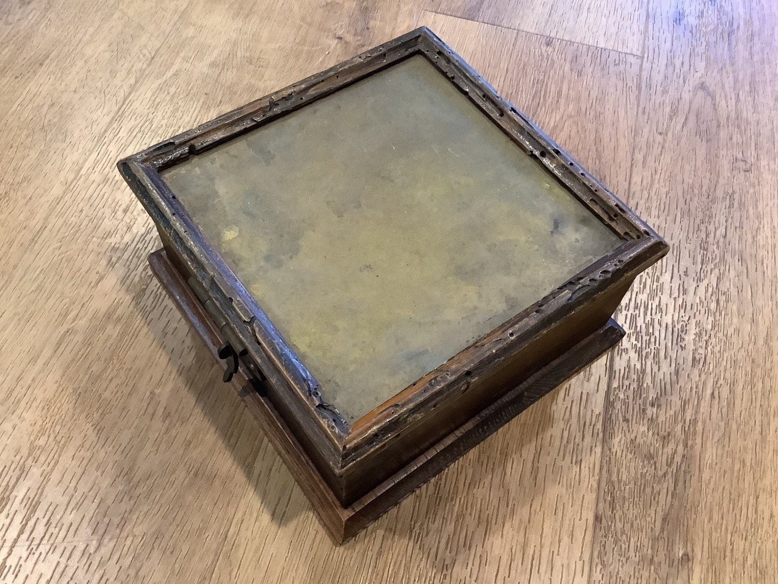 Antique Copper Brass Medicine Inhaler, Wooden Case