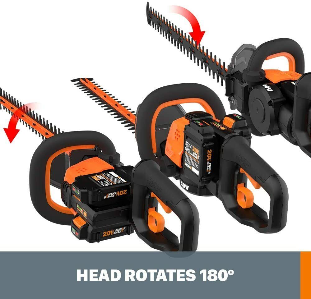 WORX WG284.9 2X20V Powershare 24" Hedge Trimmer with Dual Blades (Tool Only)