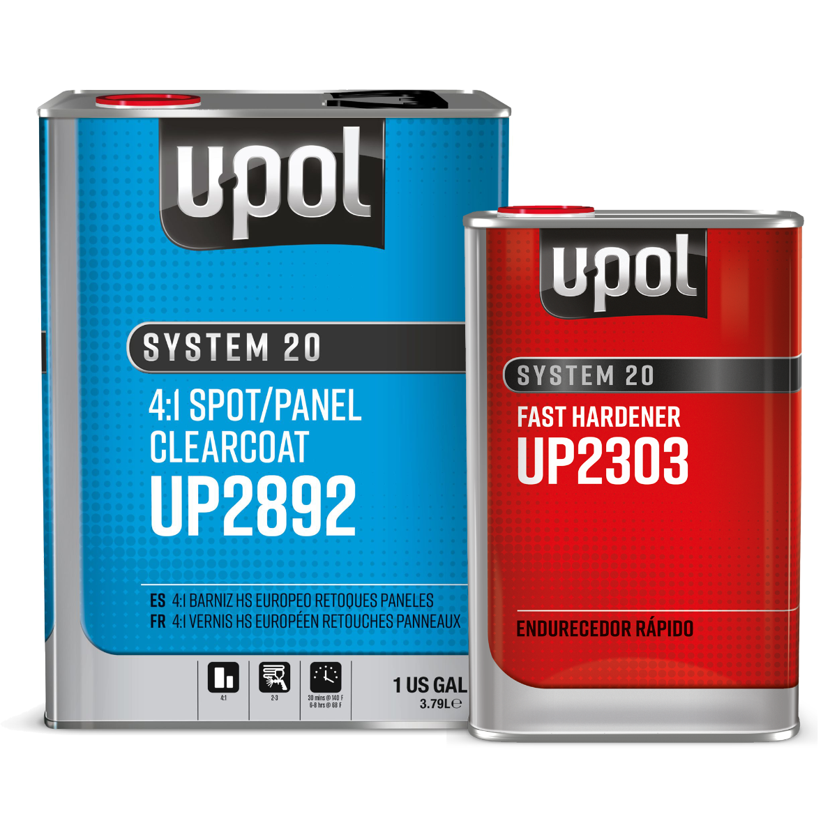 U-POL 2892 + 2303 Euro Spot/Panel Clearcoat Gallon Kit w/ Fast Hardener