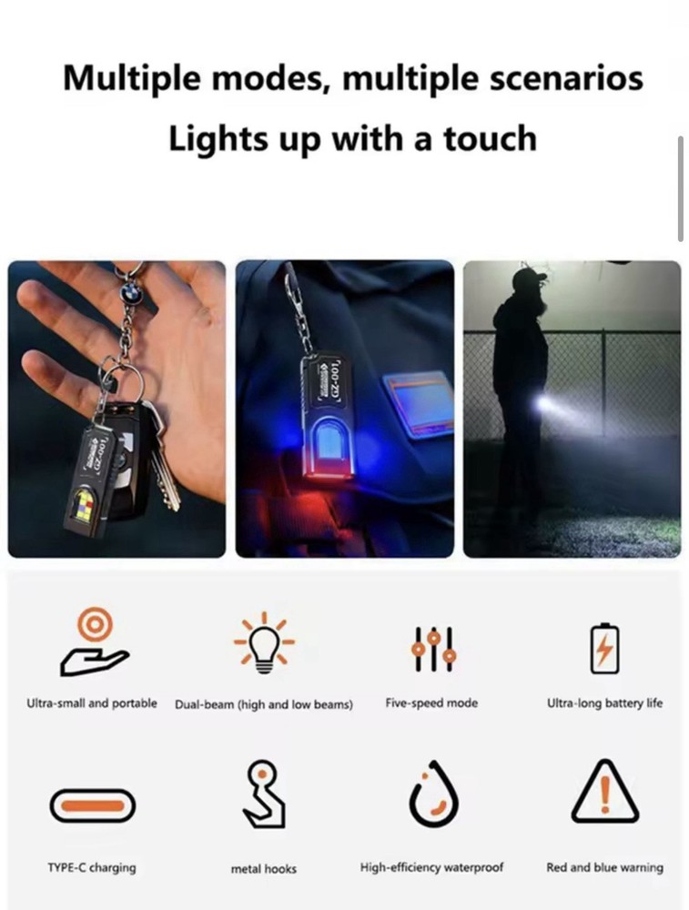 Flashlight Small Powerful 600 Lumens, Rechargeable, Lightweight, Durable .