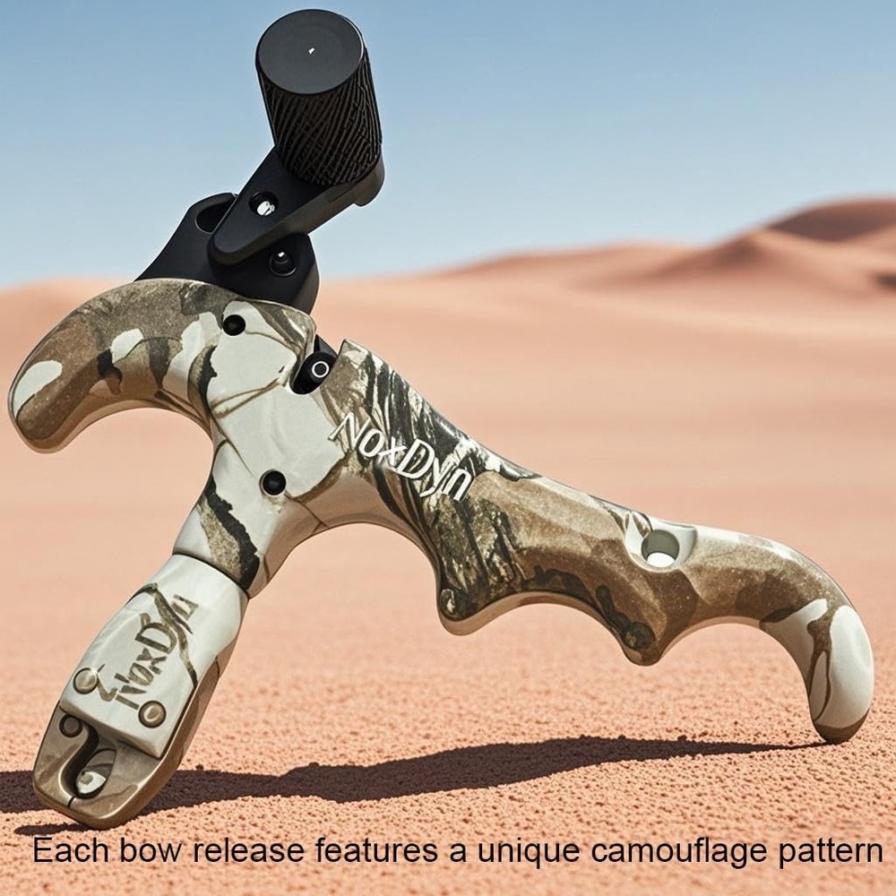 4-Finger Compound Bow Release - 360° Rotatable Thumb Release, Camo Design