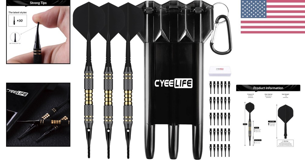 Darts Plastic Tip - Professional Soft Tip Darts Set 18 Grams with Carr