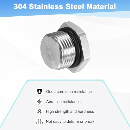-Pack Outer Hex Head Thread Pipe Plug Fitting Male 304 Stainless M20x1.5mm 1