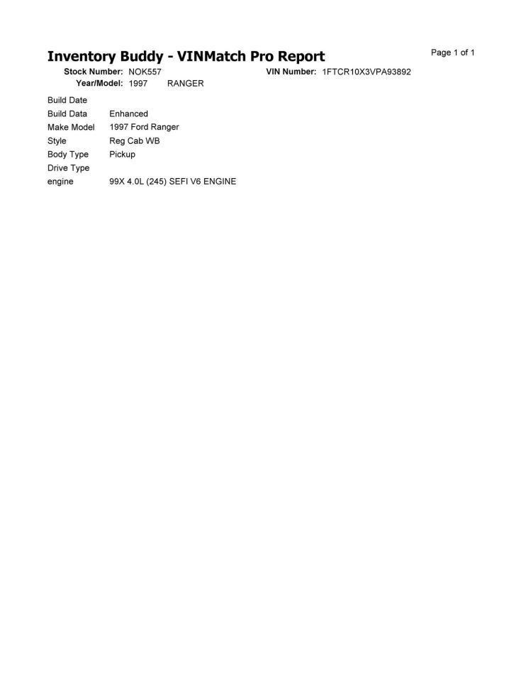 RANGER 1997 Rear View Mirror 31354928