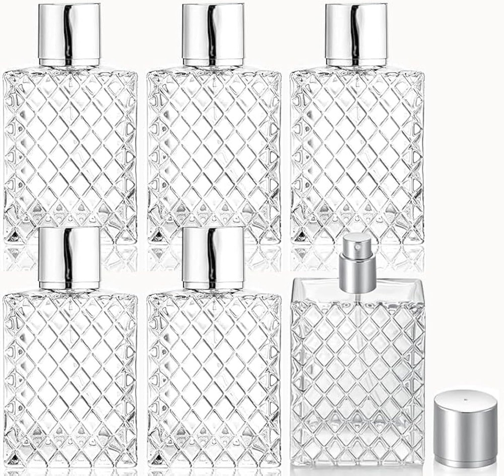 6 Pack Refillable Spray Bottles Perfume Atomizer, 100ML 3.4Oz Glass Empty Fine M