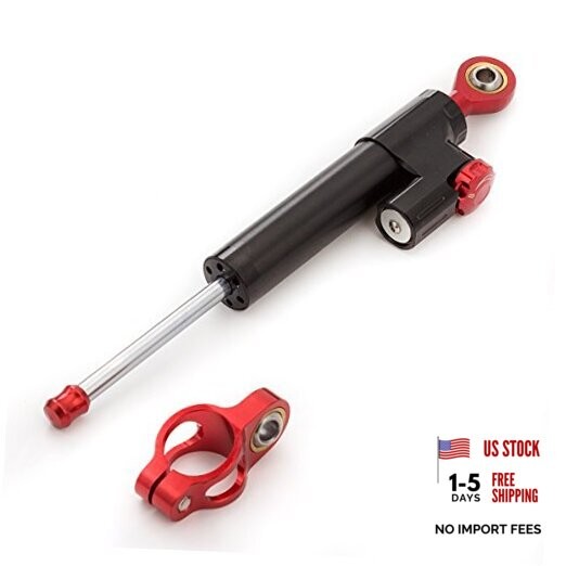 Motorcycle Adjustable Universal Steering Damper Stabilizer Control black+red
