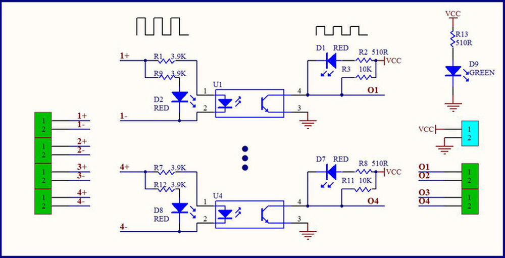 Four-way Optocoupler Isolation Board PLC Signal Level Voltage Conversion Board
