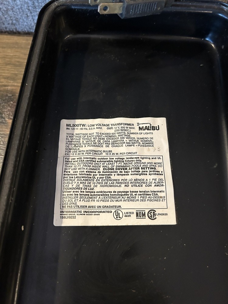 MALIBU INTERMATIC ML500TW LOW VOLTAGE TRANSFORMER