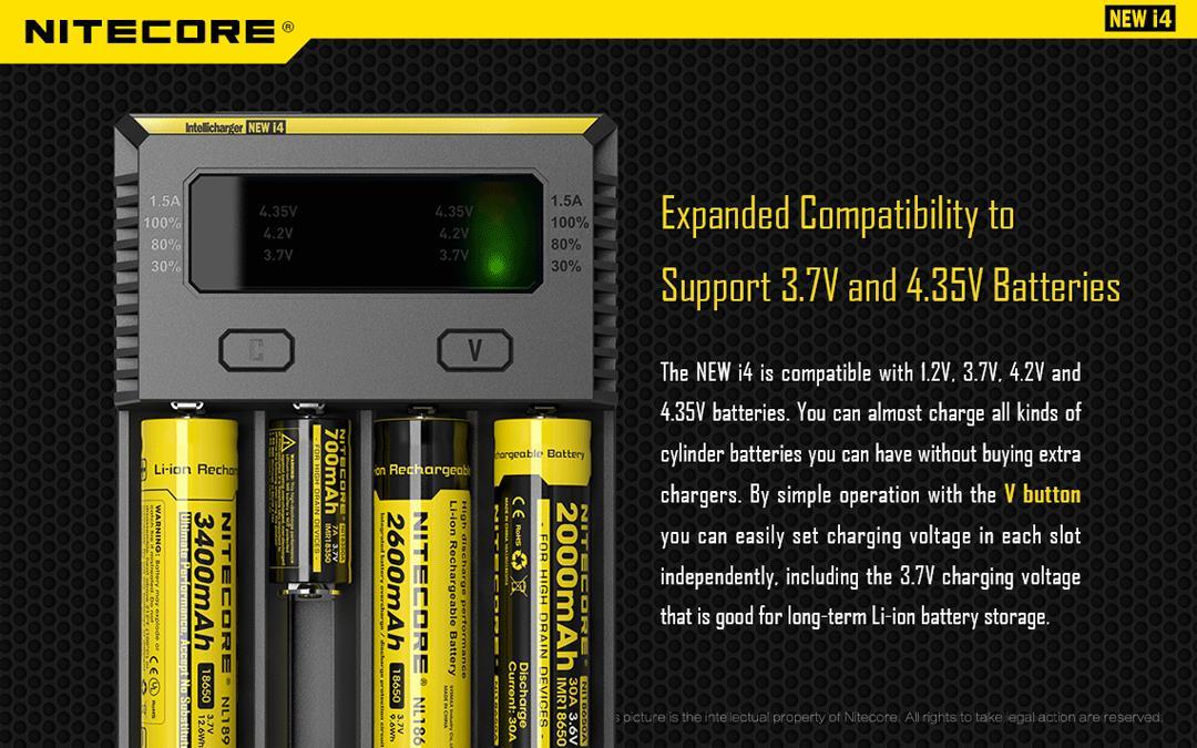 NiteCore i4 Intellicharger 2016 Battery Charger for RCR123A 14500 26650, etc