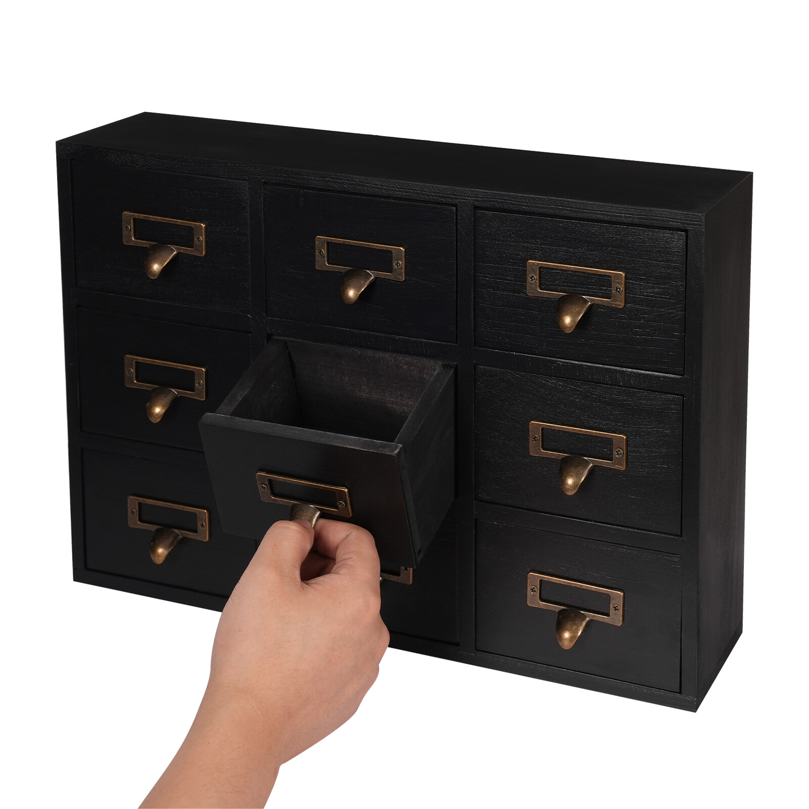 Apothecary Chest Cabinet, Wooden Medicine Drawer Organizer Box With 9 Drawer