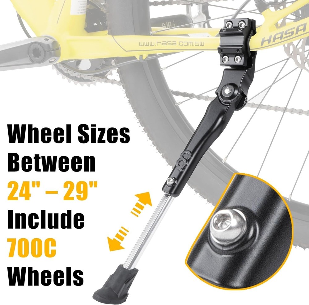 Adjustable Bicycle Kickstand for 24-29" & 700C Bikes - Durable & Stable