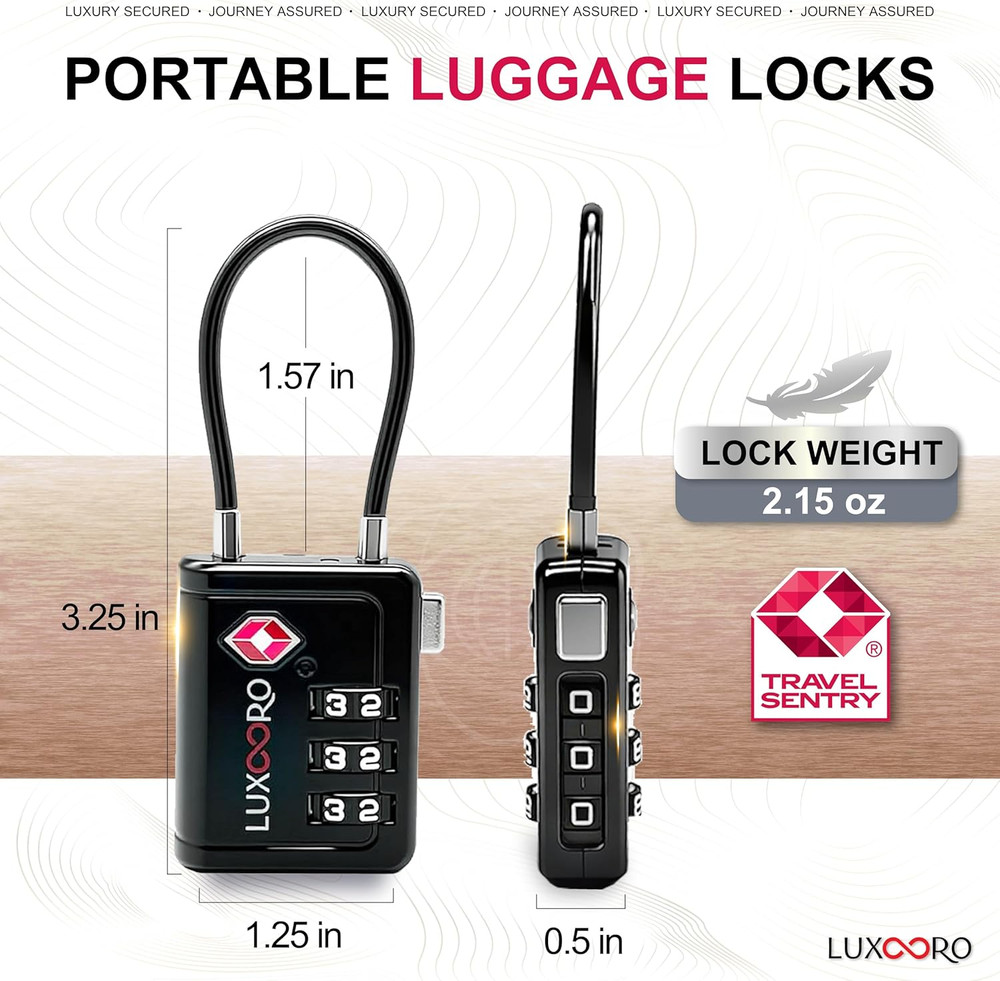 TSA Approved Luggage Lock with Alert Indicator, 3-Digit Resettable Combination D